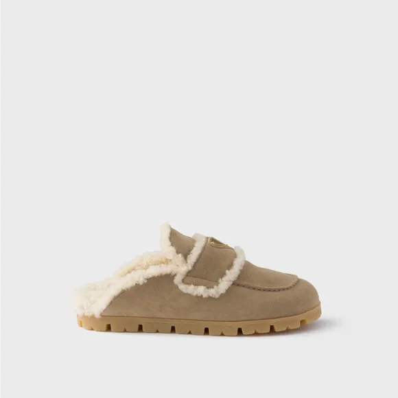 Prada Suede and Shearling Mules - Picture 3 of 11